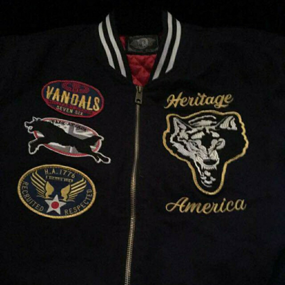 Navy blue and red jacket